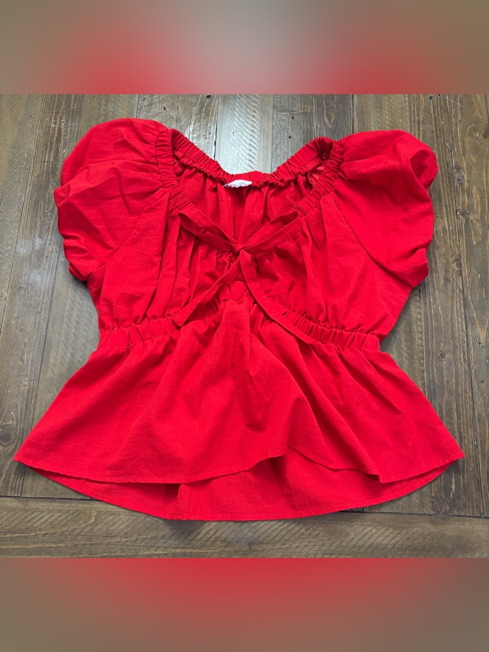 Sienna Sky Scarlet Elastic Waist Peasant Top